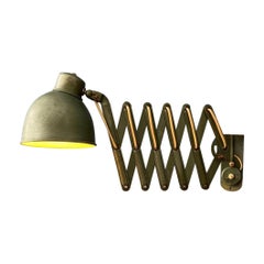 Green Metal Industrial Bauhaus Scissor Wall Lamp, 1970's