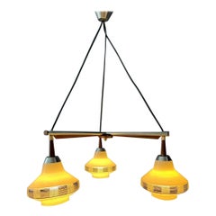 Danish Cascade Pendant Lamp with Three Opaline Glass Shades, 1970s