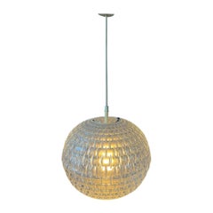 Mid Century Crystal Ball Acrylic Glass Pendant Lamp, 1970s