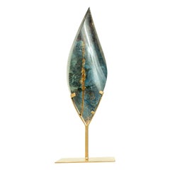 Natural Teal Blue Crystal Flame Sculpture, AKA Blue Rhodonite From Bahia, Brazil