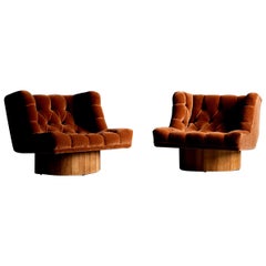 New upholstered Lounge Chairs in Mohair USA - 1960s curated by Dan O' Kelly
