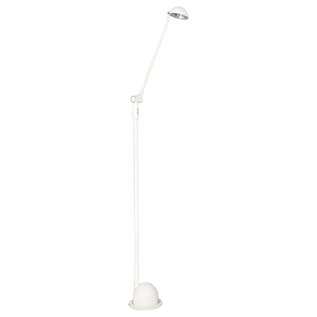 Lampada da terra moderna italiana Directional in metallo e plastica bianca, anni '80