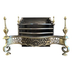 An Antique English  Regency Style Brass and Steel Fire Grate