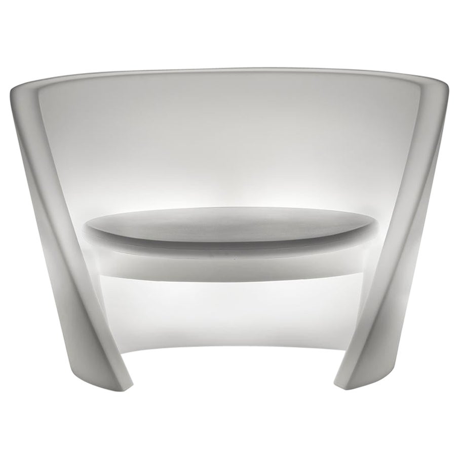 Lighted White RAP Chair With Cotton White Cushion by Karim Rashid