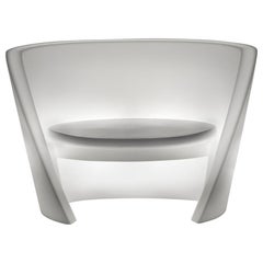 Lighted White RAP Chair With Cotton White Cushion by Karim Rashid