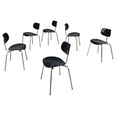 German modern wood metal SE68 chairs by Egon Eiermann for Wilde + Spieth, 1960s