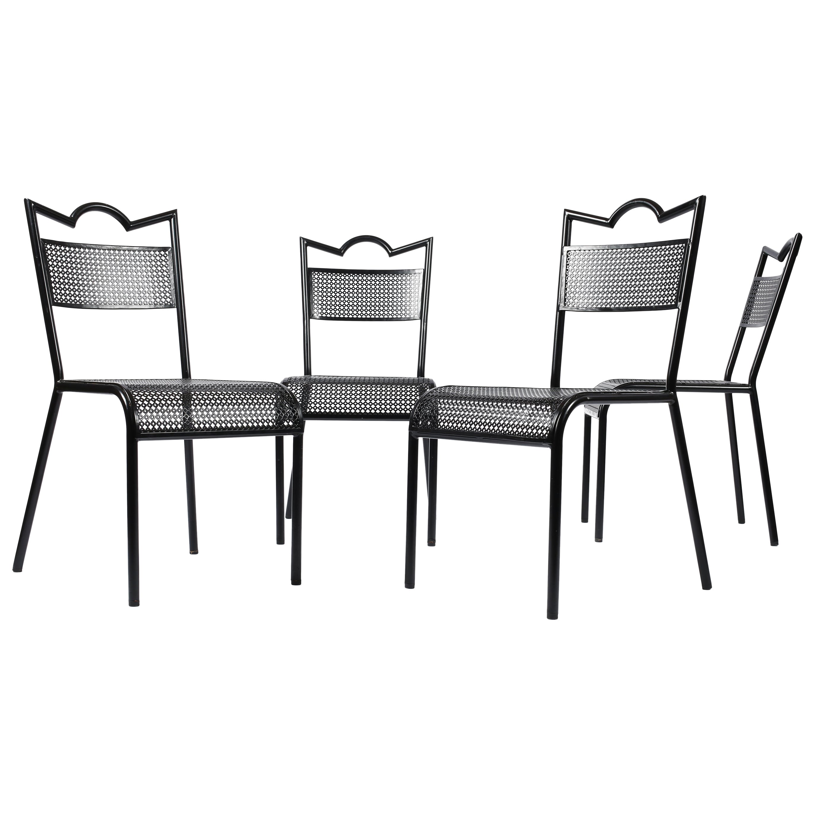 French Midcentury Mathieu Matégot 'Tube' Perforated Steel Chair For Sale