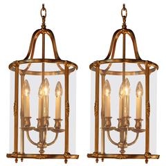 Pair of French Bronze Lanterns by Atelier Petitot