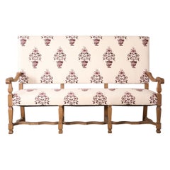 19th century French oak bench upholstered in Vaas by Emma Grant