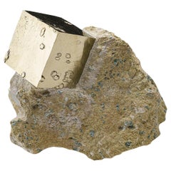 Cubo de Pirita sobre Basalto de Navajún, Provincia de La Rioja, España (2.1 libras)