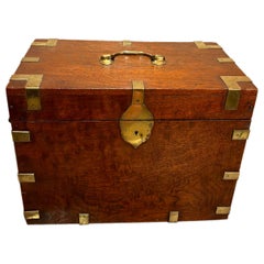 19th Century English Mahogany and Brass Campaign Chest, Small Scale