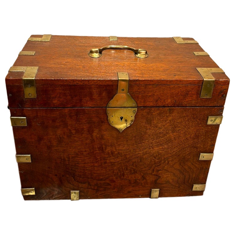 19th Century English Mahogany and Brass Campaign Chest, Small Scale 19th Century English Mahogany and Brass Campaign Chest, Small Scale