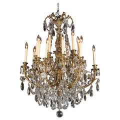 Lustre en cristal de Baccarat et bronze d'Ore du 19ème siècle français.