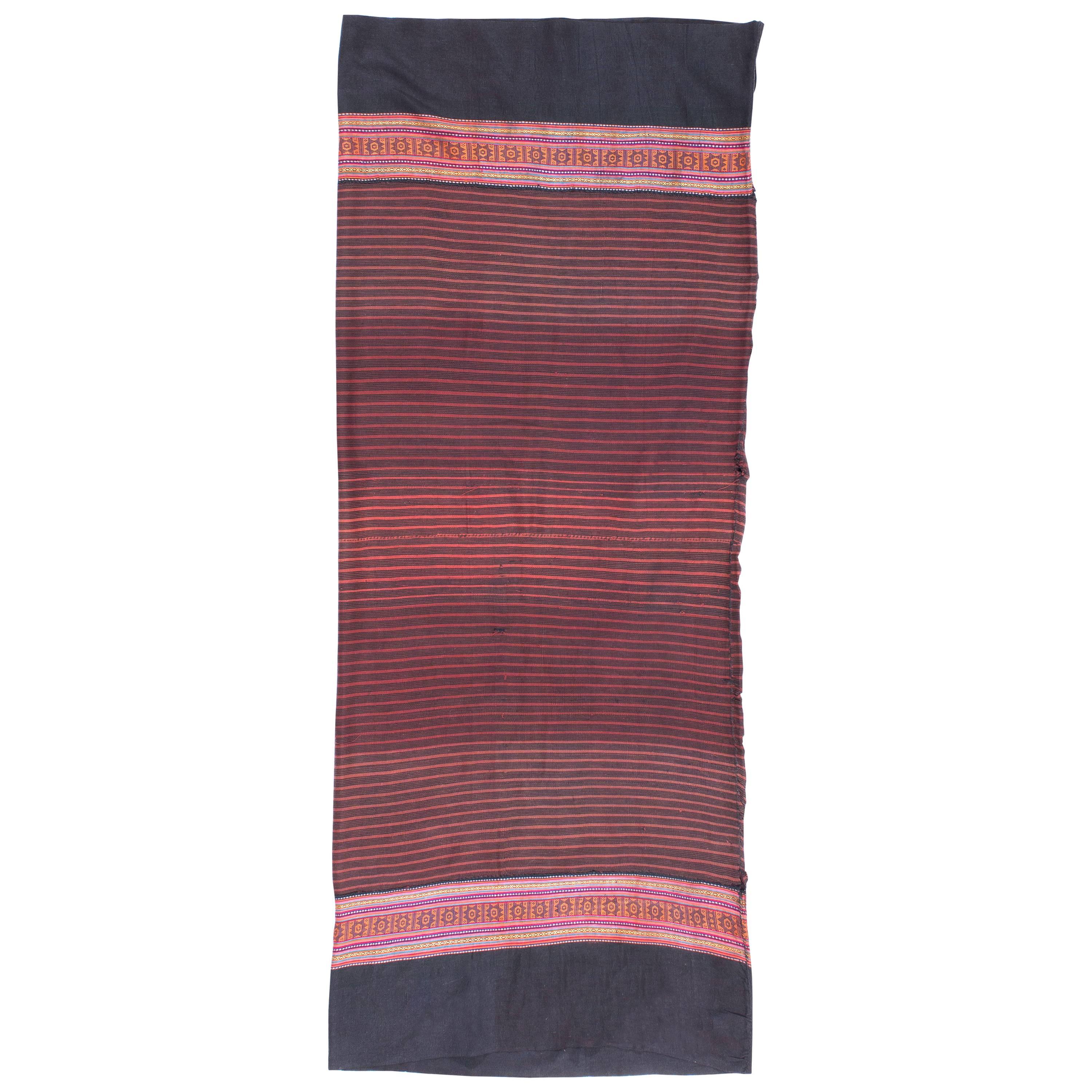 Vintage Laotian Cotton Textile Pink, Red and Indigo