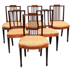 Assembled Set Of Six Federal Style Mahogany Upholstered Dining Chairs