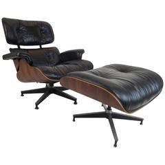 Used Outstanding All Original 1976 Rosewood Eames Lounge and Ottoman 
