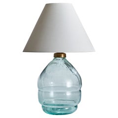 Lampada da tavolo di design svedese, ottone, vetro, Svezia, anni '1930