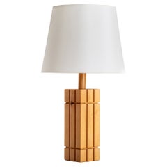 French Designer, Table Lamp, Pine, France, 1980s