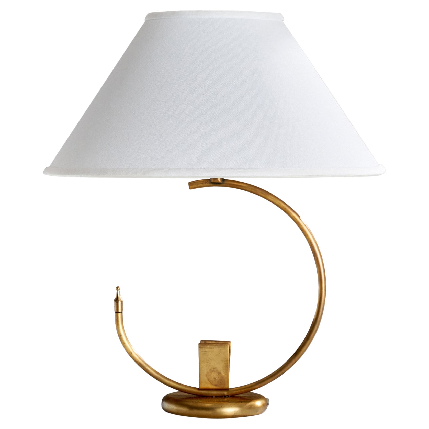 Danish Designer, Table Lamp, Brass, Denmark, 1940s