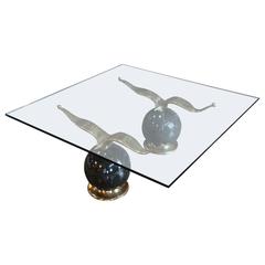 Alabaster and Brass Coffee Table