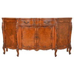 Romweber French Provincial Louis XV Burl Wood Sideboard or Bar Cabinet, 1920s