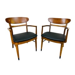 Mid-Century Modern Lane Acclaim Walnut Arm Chairs - Set of 2