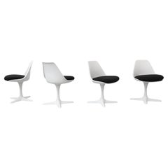 Arkana Set of Four White Shell Seat Pedestal Chairs by Burke Maurice, 1960's
