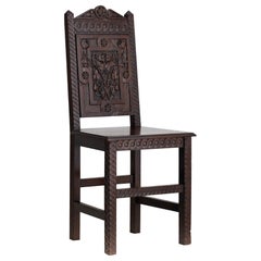 European Art Nouveau Carved Oak Chair