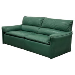 Queening Settee in Leather by Giovanni Offredi for Saporiti