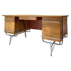 Mid Century Heywood Wakefield Trimiline desk by Kem Weber design