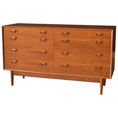 Vintage Scandinavian Teak Eight Drawer Double Dresser