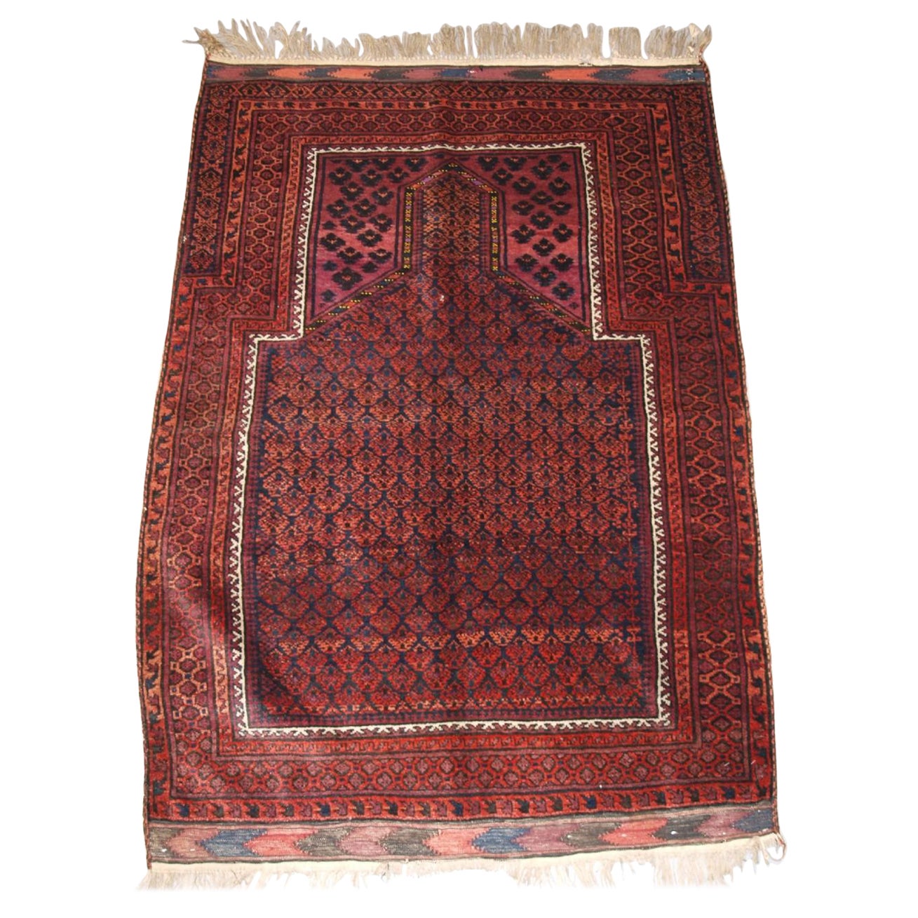 Antique Timuri Baluch Prayer Rug With Dokhtar-E-Qazi Design, Circa 1900/20