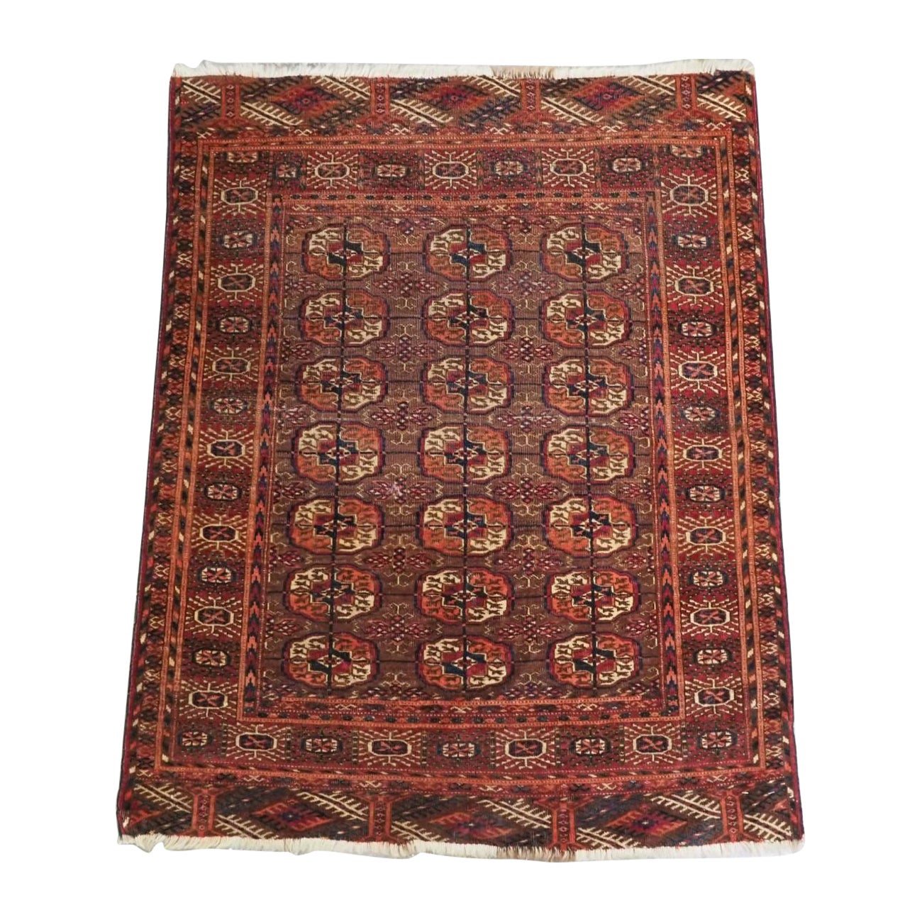 Antique Tekke Turkmen Dowry Rug, Cochineal Dye, Circa 1900