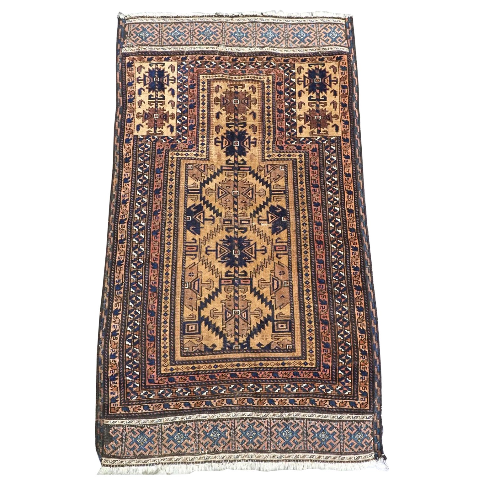 Antique Camel Ground Prayer Rug By The Timuri Tribes, Circa 1880