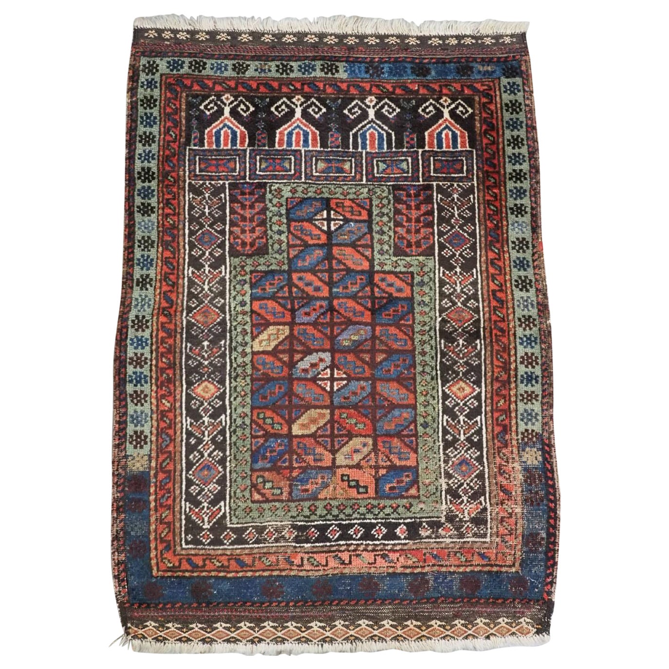 Antique Baluch Prayer Rug, Scarce Design, Circa 1880 For Sale