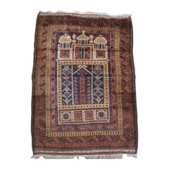 Antique Taimani Baluch 'Seh Mihrab' Prayer Rug, Circa 1900