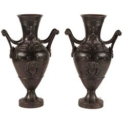 Pair of Monumental Iron Urns, circa 1905 8