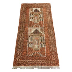 Antique Afghan Kizil Ayak Mosque Prayer Rug With Double Niche, Circa 1900