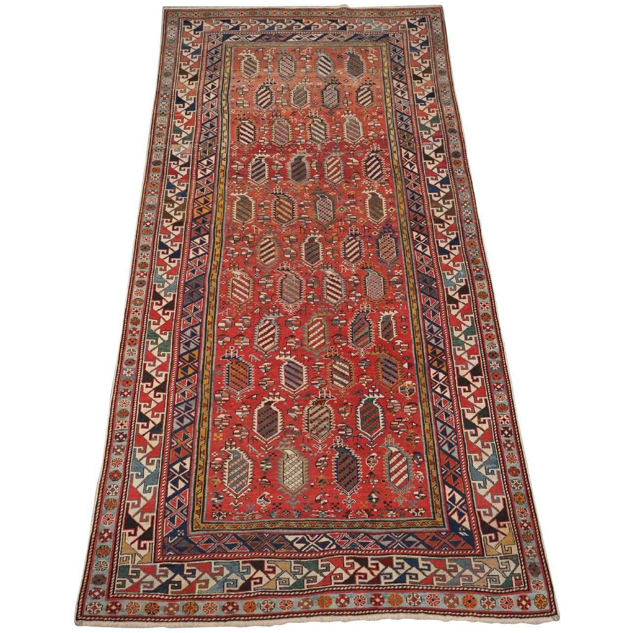 Antique Caucasian Shirvan Marasali Rug With Flaming Boteh Design, Circa 1880