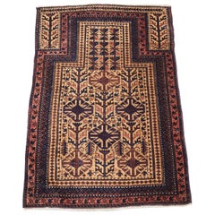 Antique Timuri Baluch Prayer Rug, Camel Ground, Circa 1880