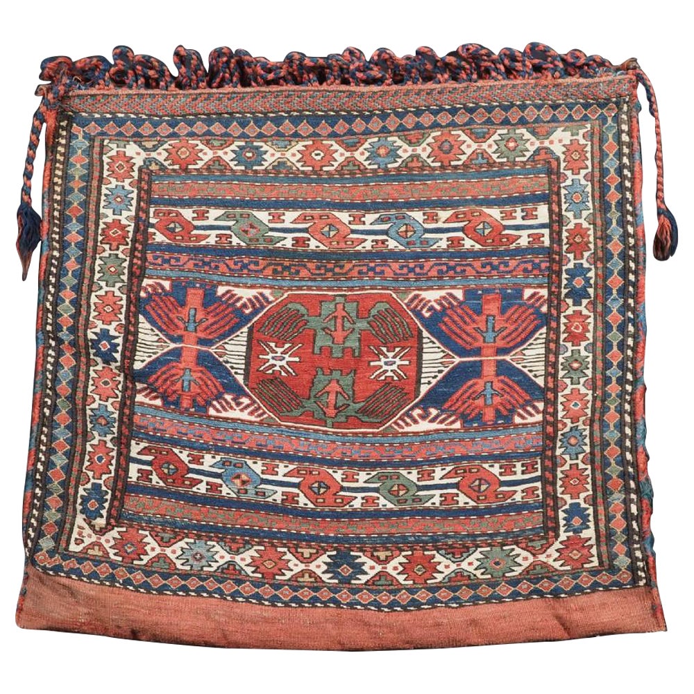 Antique Shahsavan Saddle Bag Face In Soumak Technique (A), Circa 1880