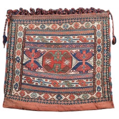 Antique Shahsavan Saddle Bag Face In Soumak Technique (A), Circa 1880