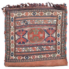 Antique Shahsavan Saddle Bag Face In Soumak Technique (B), Circa 1880