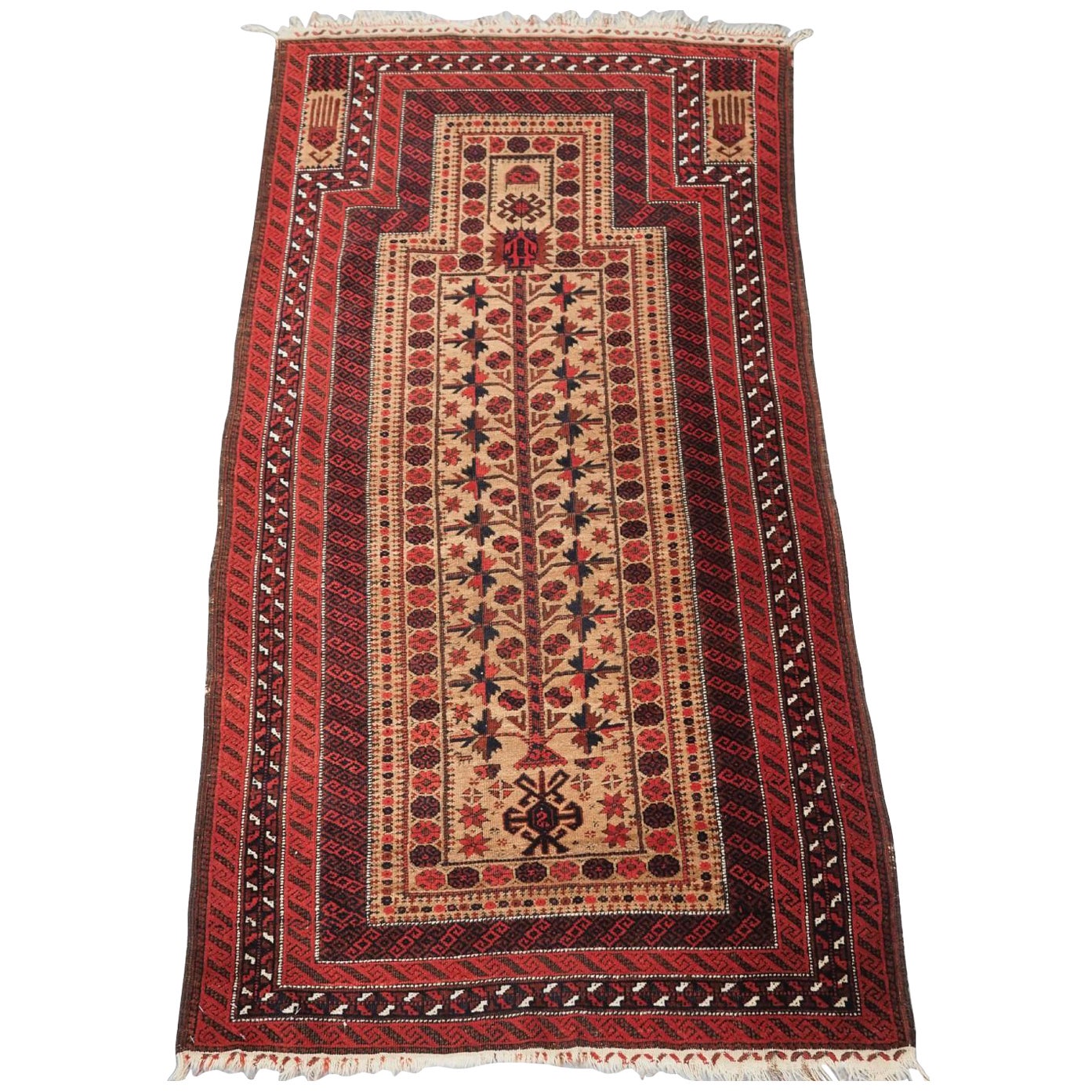 Antique Baluch Prayer Rug With Unusual Human Figure, Circa 1880