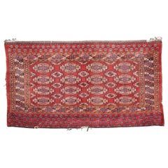 Antique Saryk Turkmen Chuval Face, Cotton And Cochineal Highlights, 19th Century