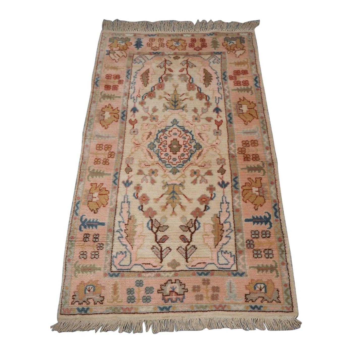 Antique Turkish Kula Oushak Rug, Soft Pastel Colours, Circa 1900