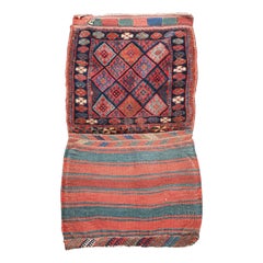 Antiguo Bolso de Jaf Kurd con Reverso de Tejido Liso, Circa 1880