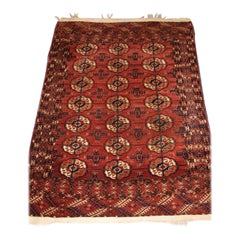 Antique Tekke Turkmen Dowry Rug Of Small Size, Very Soft Wool, 19th Century