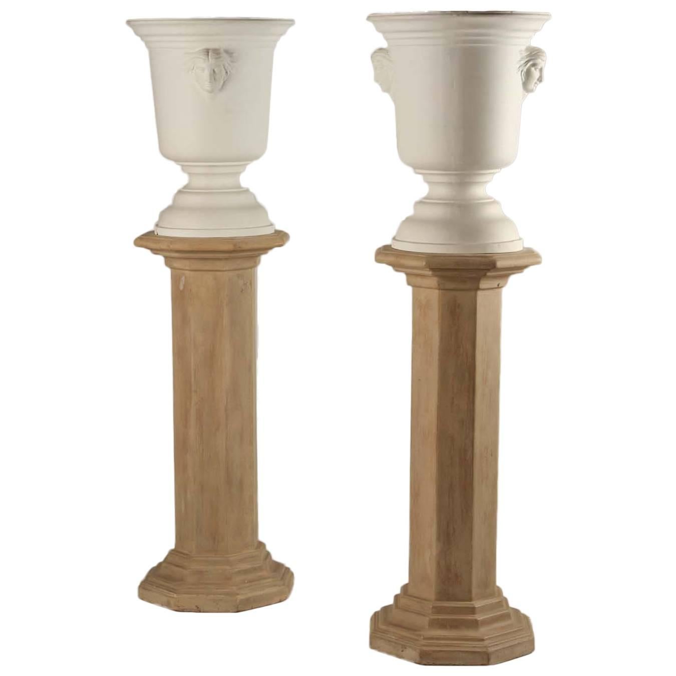 Pair of Urns on Columns Light Fixtures For Sale