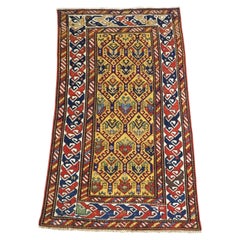 Ancien tapis Dagestan du Caucase avec motif de treillis, vers 1890